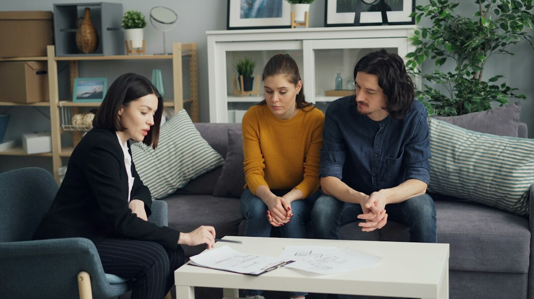 family discussing finances